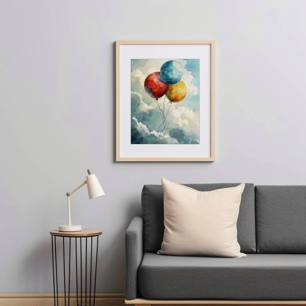 Drie balonnen in de lucht poster