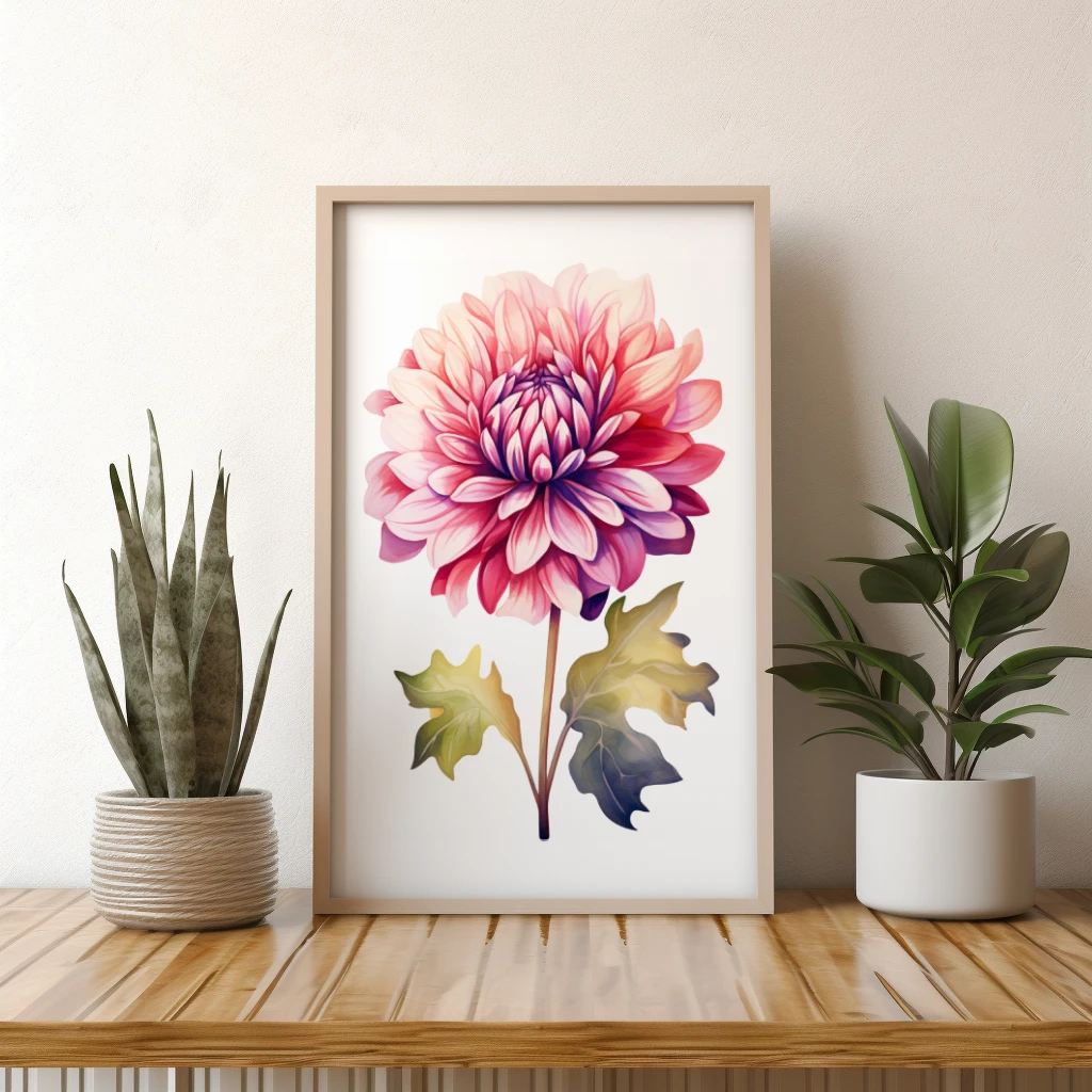 Dahlia waterverf poster