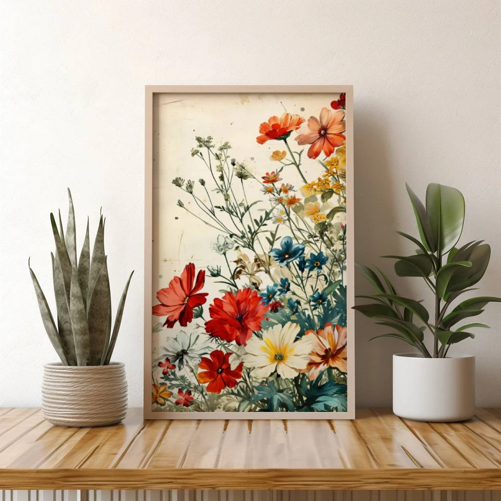 Vintage bloemen poster