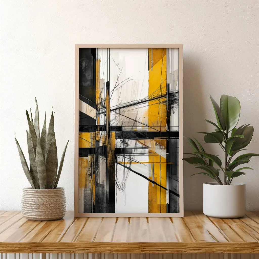 Wit goud zwart abstract poster