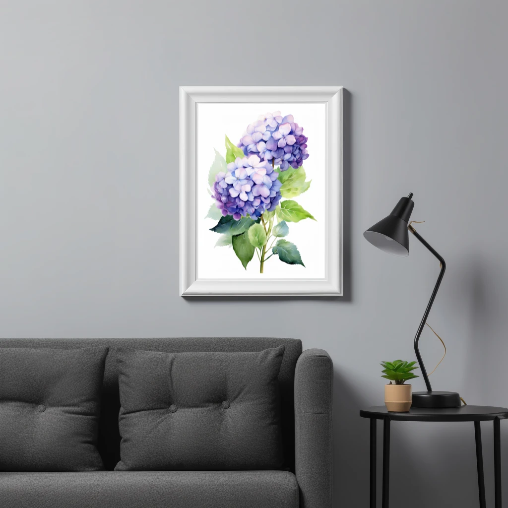 Hortensia waterverf poster