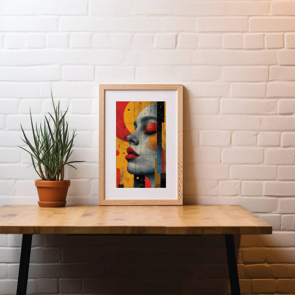 Abstracte vrouw met geometrische figuren poster