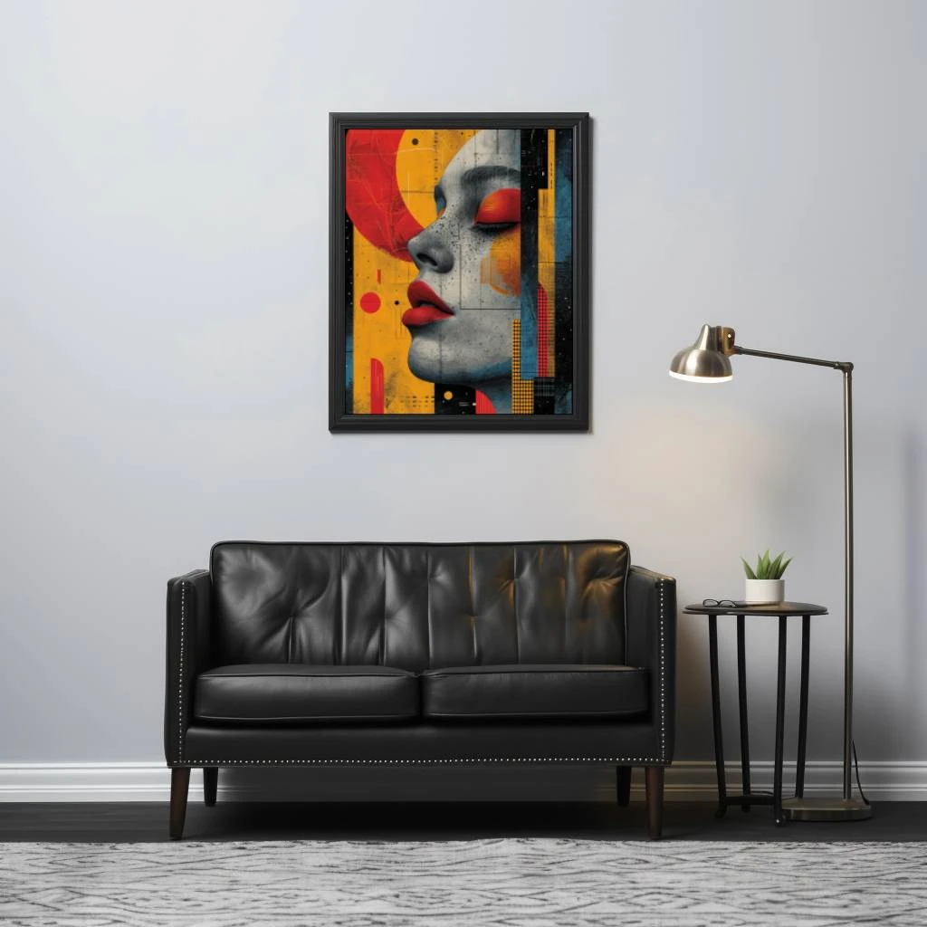 Abstracte vrouw met geometrische figuren poster