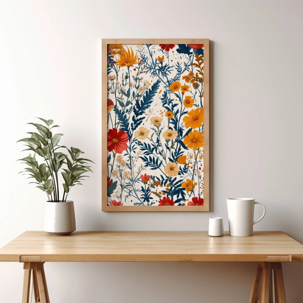 Gedrukte bloemen poster