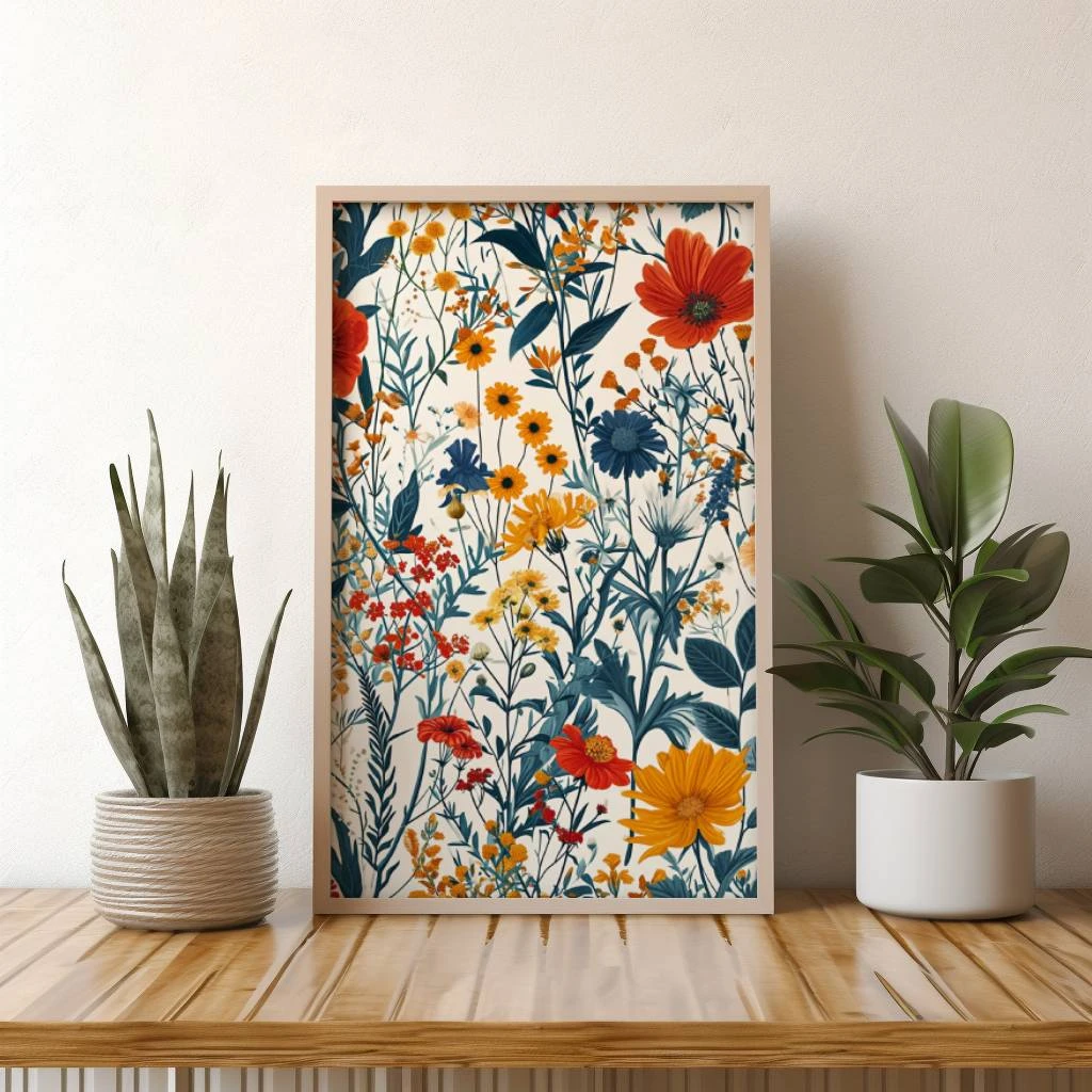 Gedrukte bloemen poster