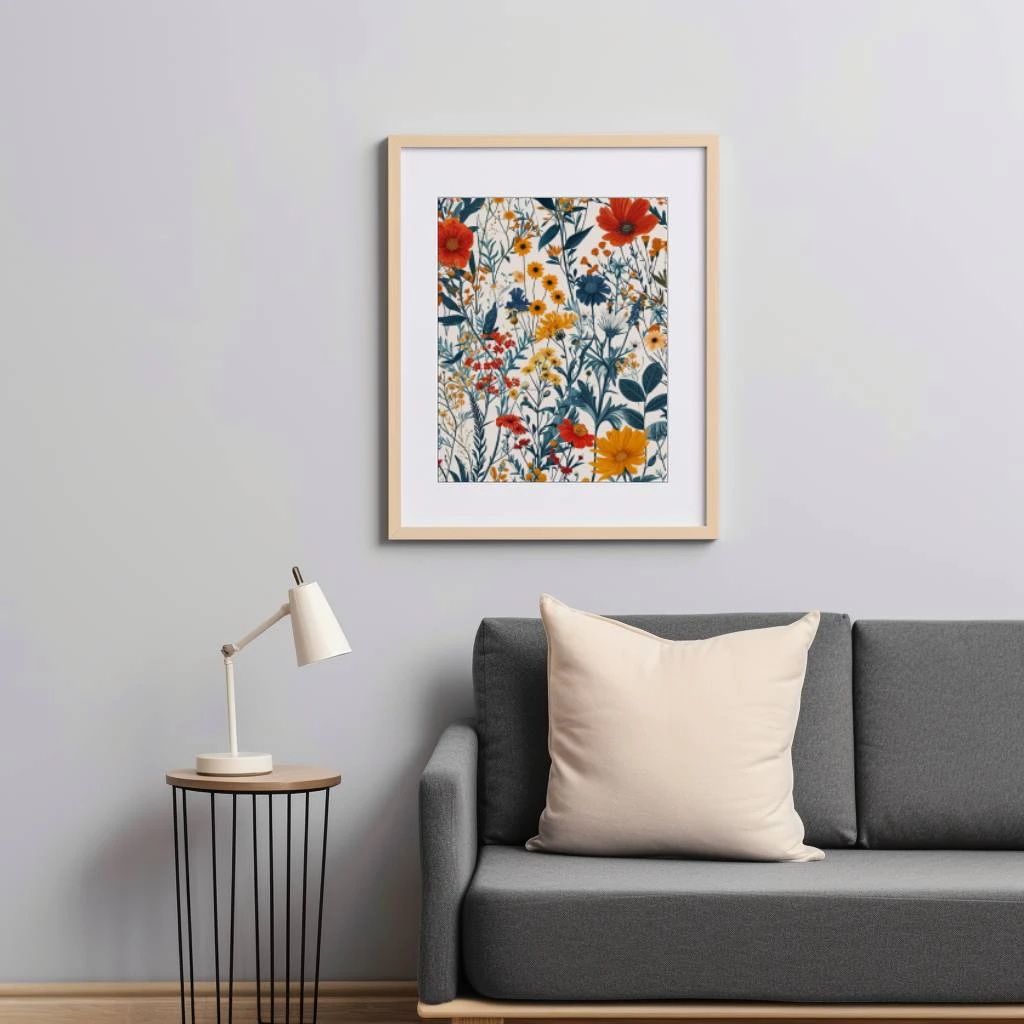 Gedrukte bloemen poster