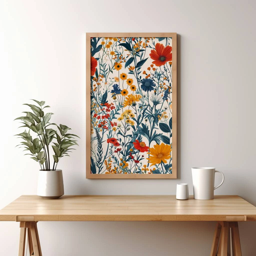 Gedrukte bloemen poster