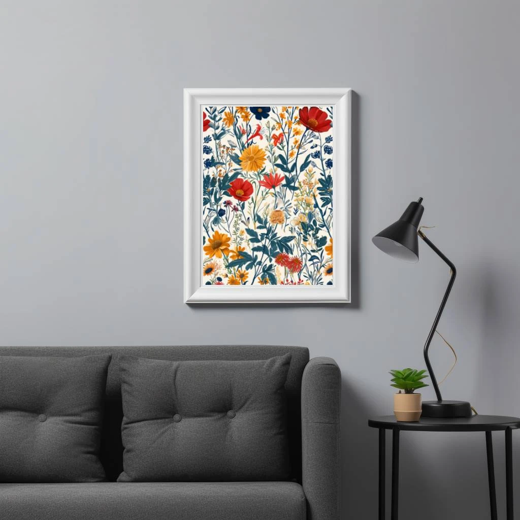 Gedrukte bloemen poster