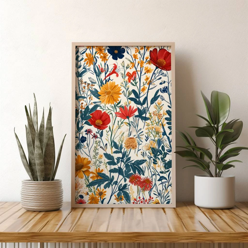 Gedrukte bloemen poster