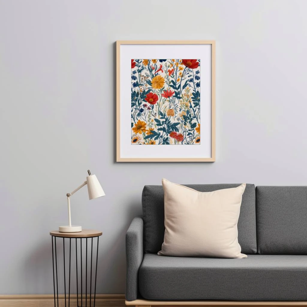 Gedrukte bloemen poster