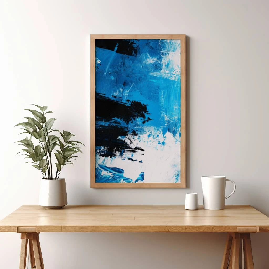 Blauw zwarte abstract poster