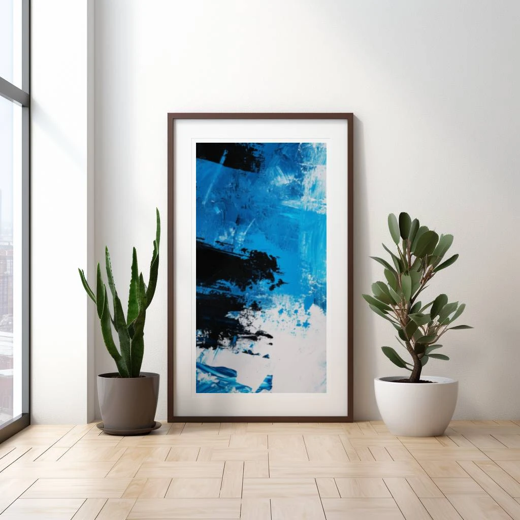 Blauw zwarte abstract poster