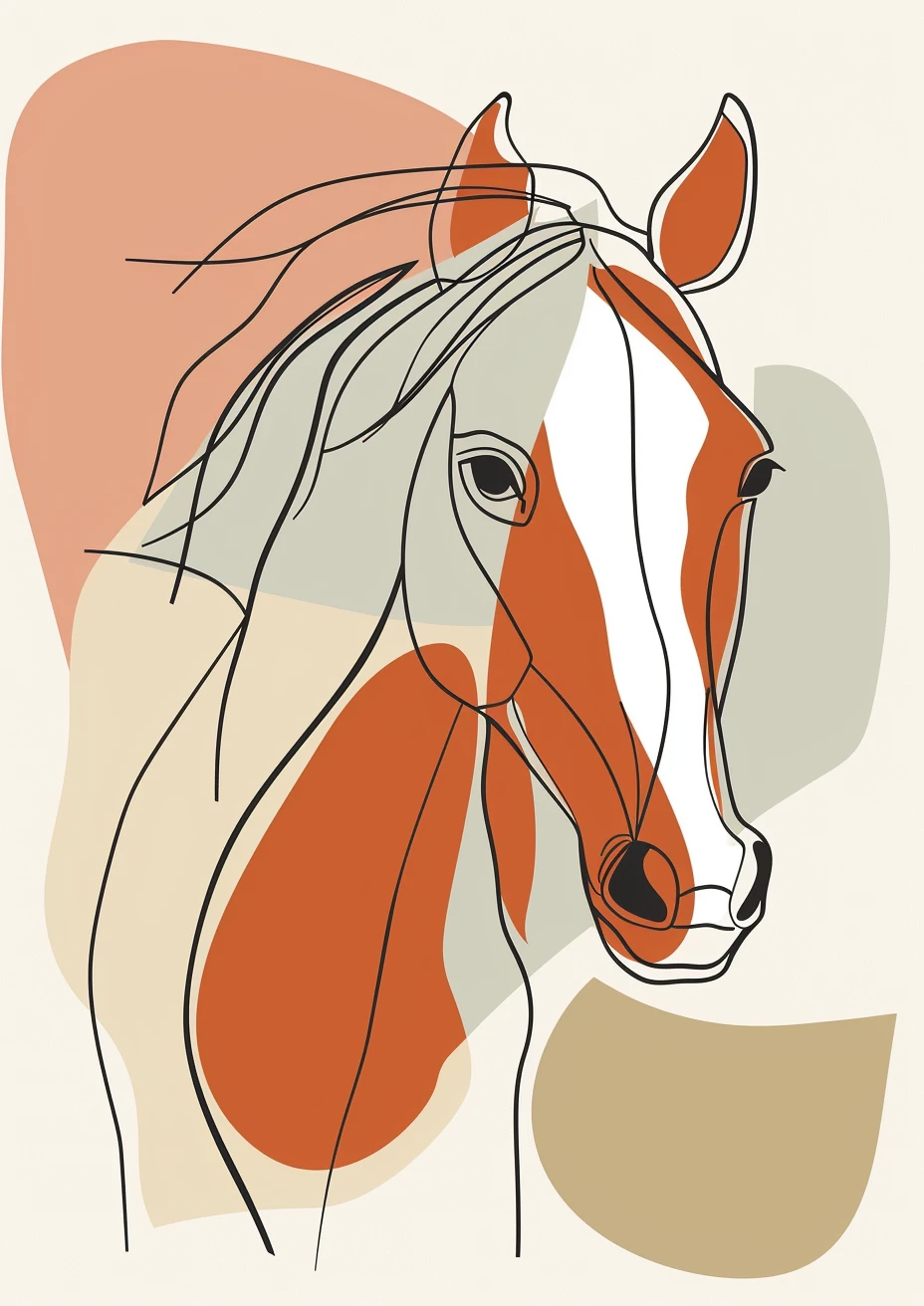 Minimalistisch paard poster