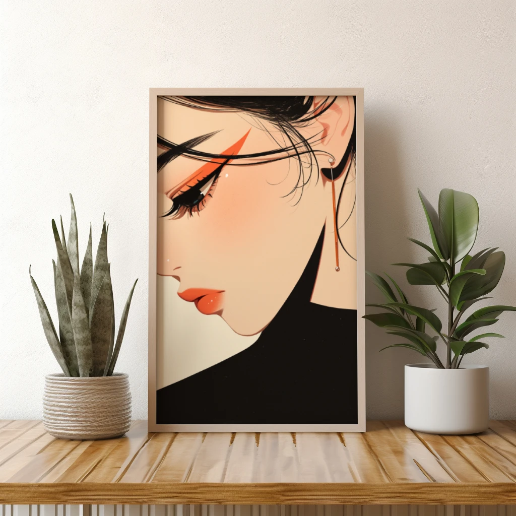 Anime geinspireerde portret Aziatische vrouw poster