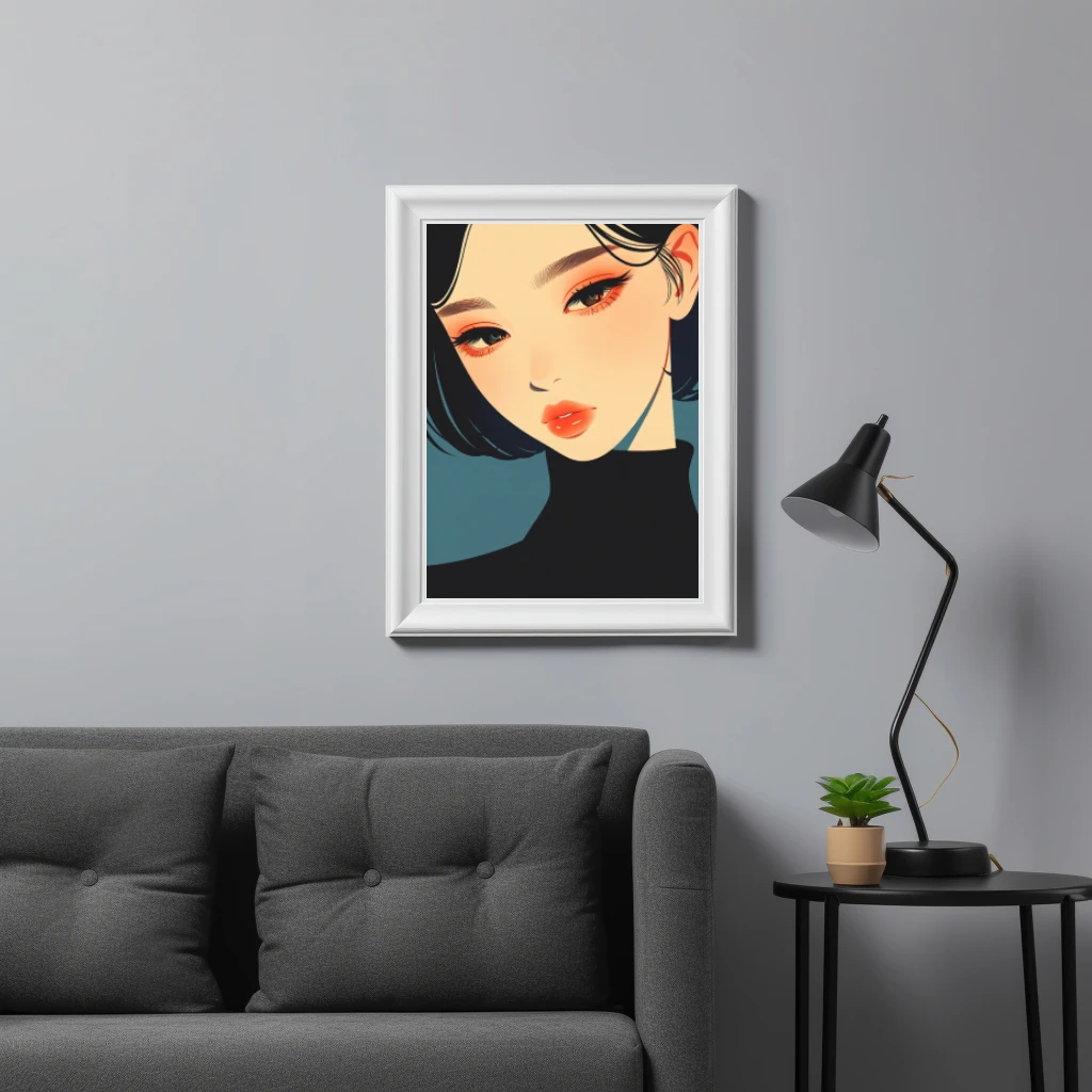 Anime geinspireerde portret Aziatische vrouw poster