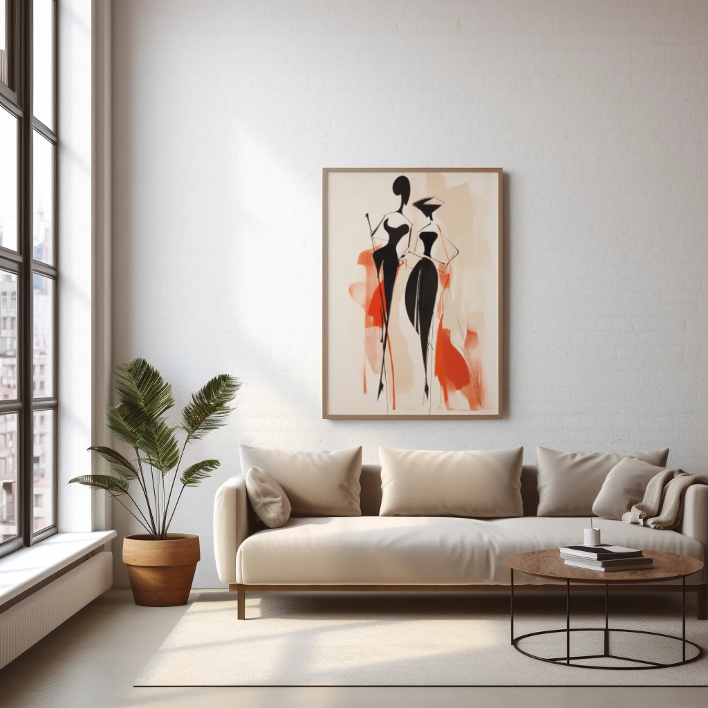 Zwart wit rood abstracte figuren pratend poster