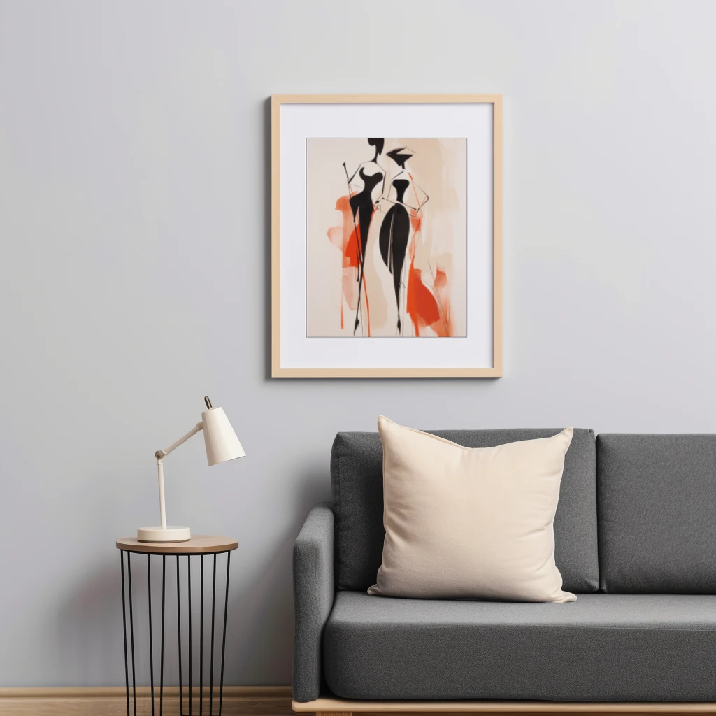 Zwart wit rood abstracte figuren pratend poster