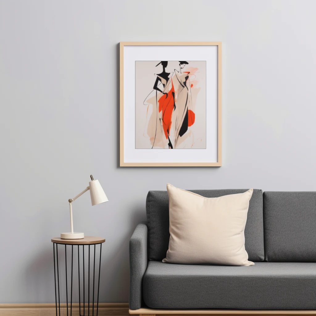 Zwart wit rood abstracte figuren shoppen poster