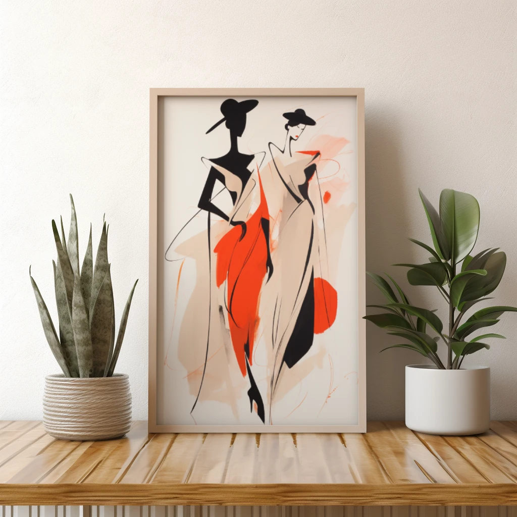 Zwart wit rood abstracte figuren shoppen poster