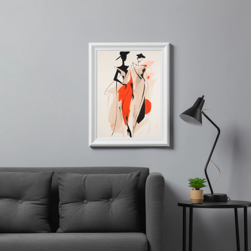 Zwart wit rood abstracte figuren shoppen poster