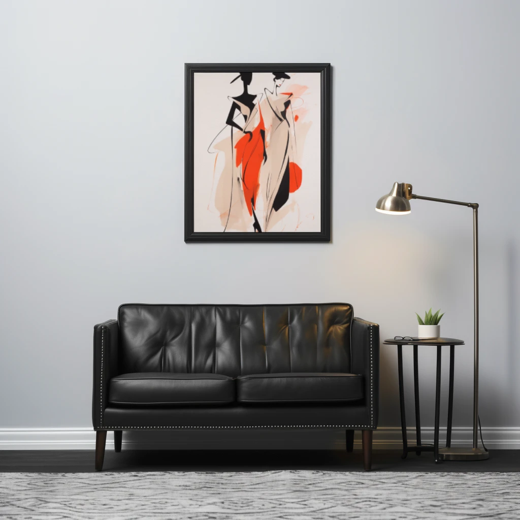 Zwart wit rood abstracte figuren shoppen poster