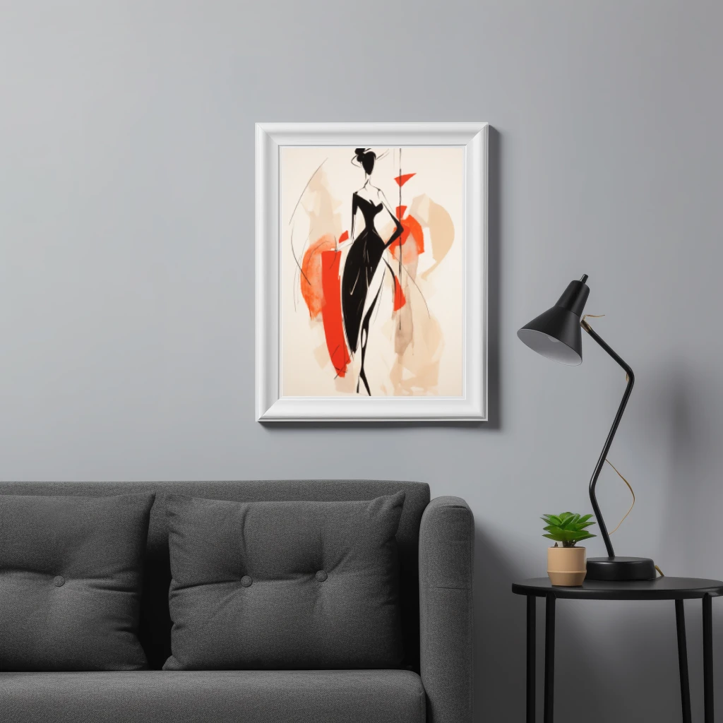 Zwart wit rood abstract figuur vrouw poster