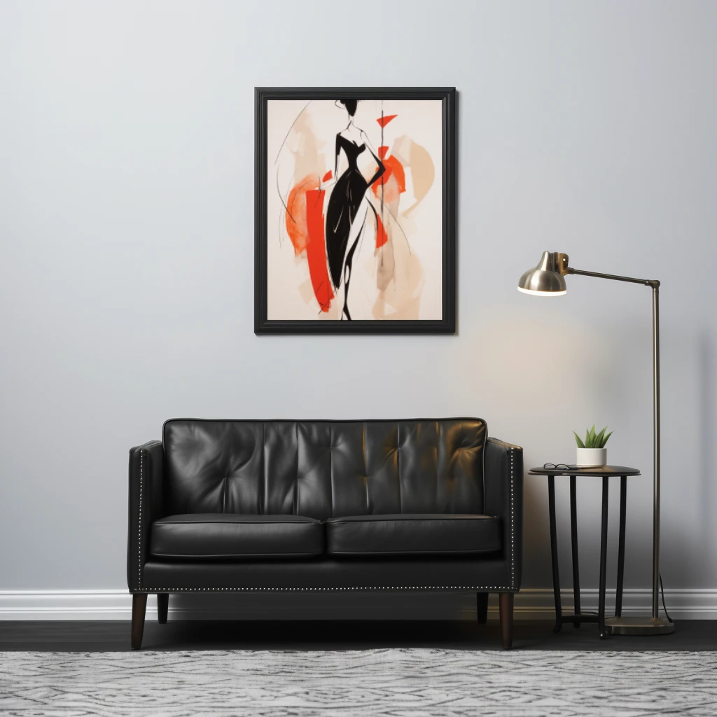 Zwart wit rood abstract figuur vrouw poster