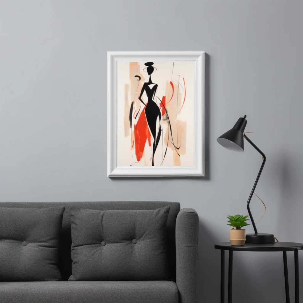 Zwart wit rood abstract figuur shopping poster