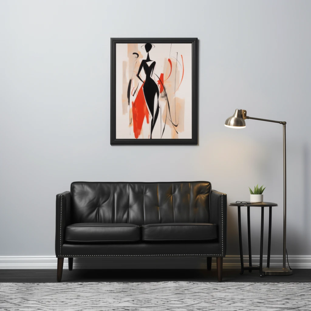 Zwart wit rood abstract figuur shopping poster