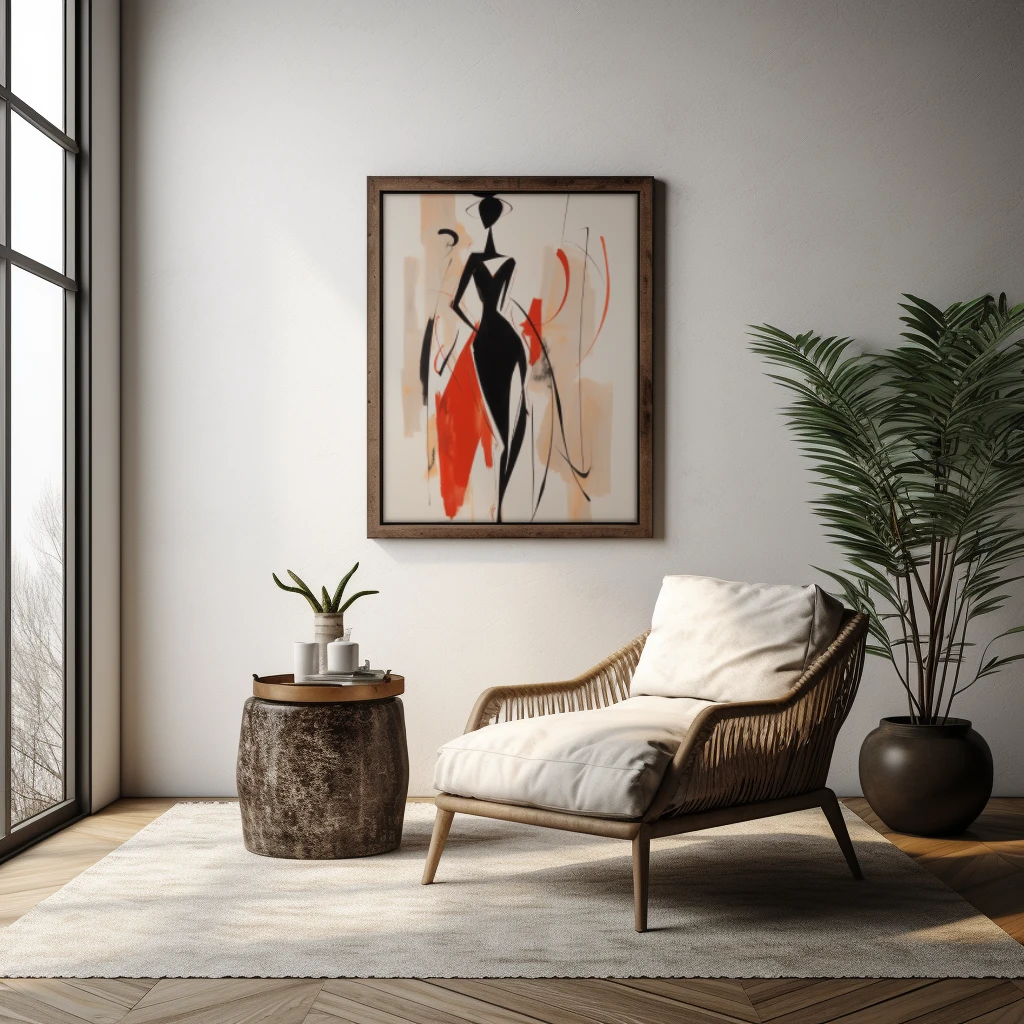 Zwart wit rood abstract figuur shopping poster