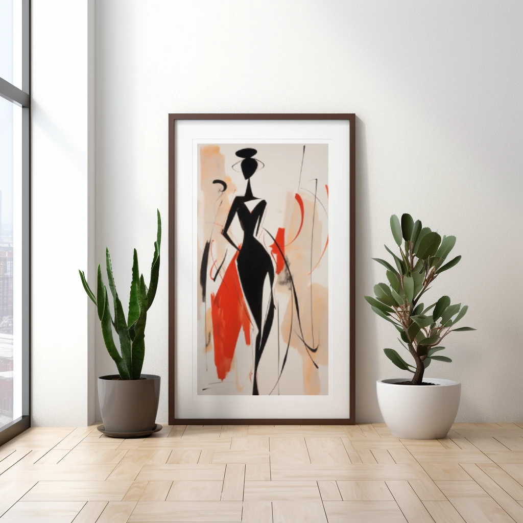 Zwart wit rood abstract figuur shopping poster