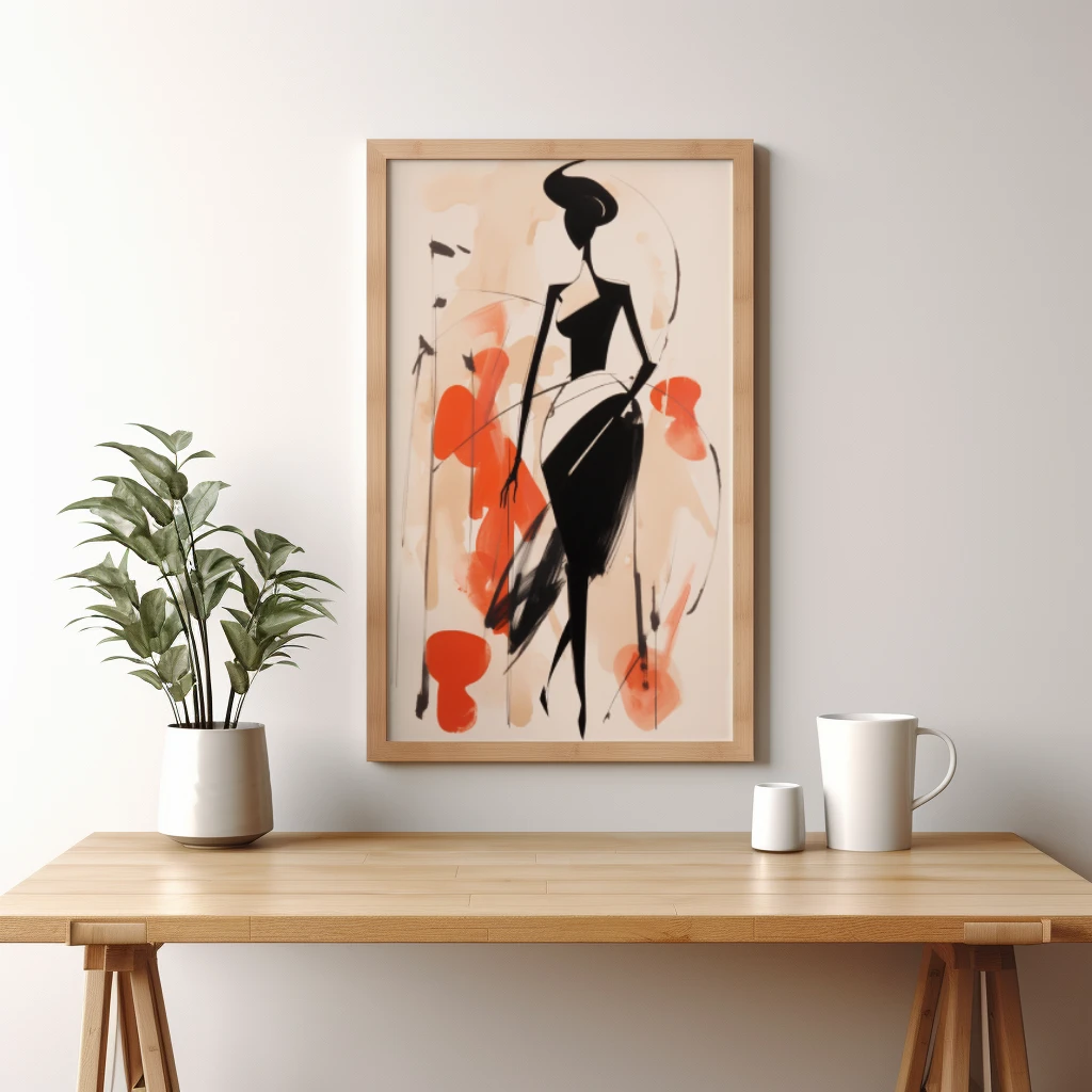 Zwart wit rood abstract figuur fashion poster