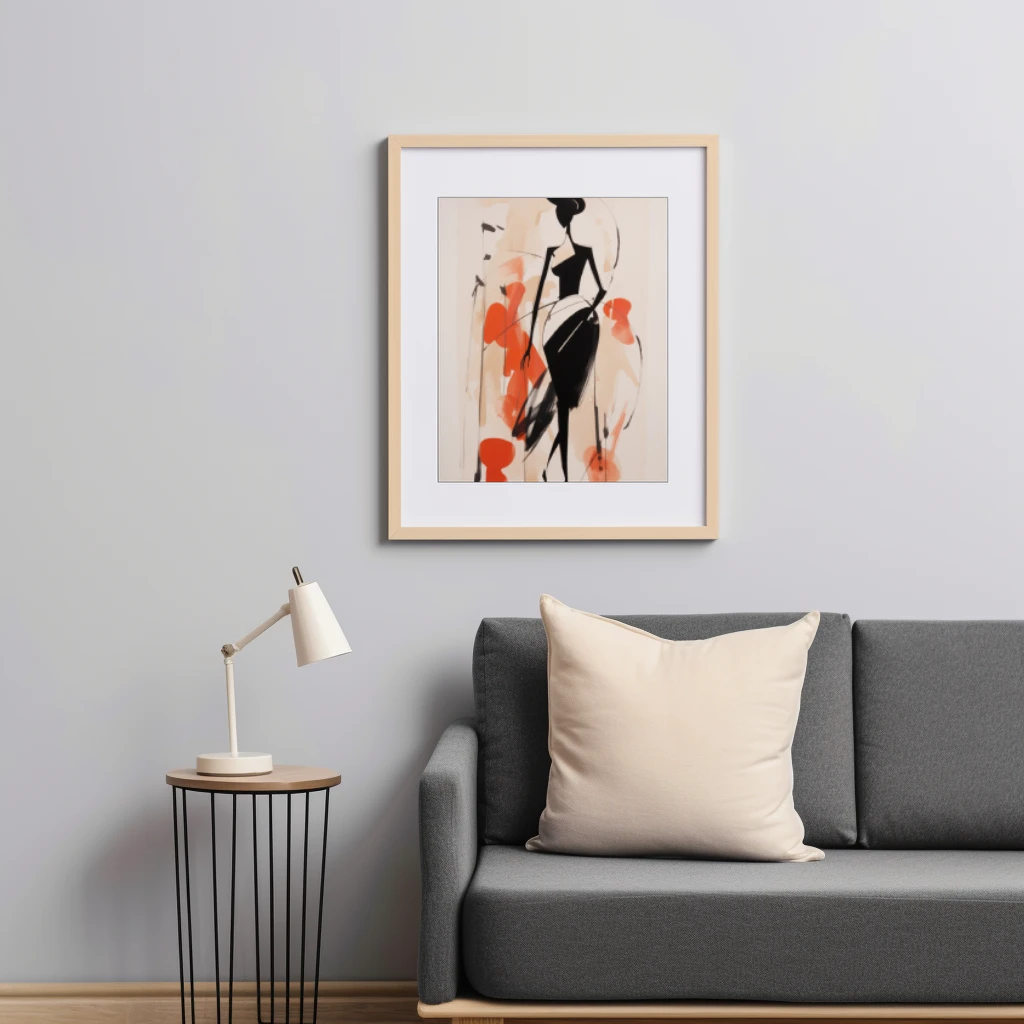 Zwart wit rood abstract figuur fashion poster