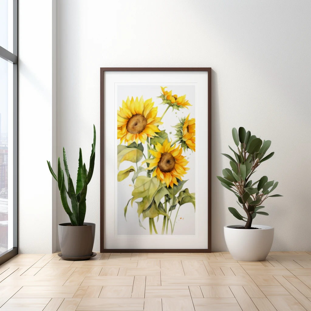 Zonnebloemen waterverf poster