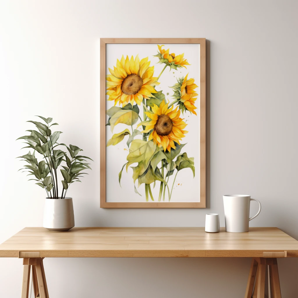 Zonnebloemen waterverf poster