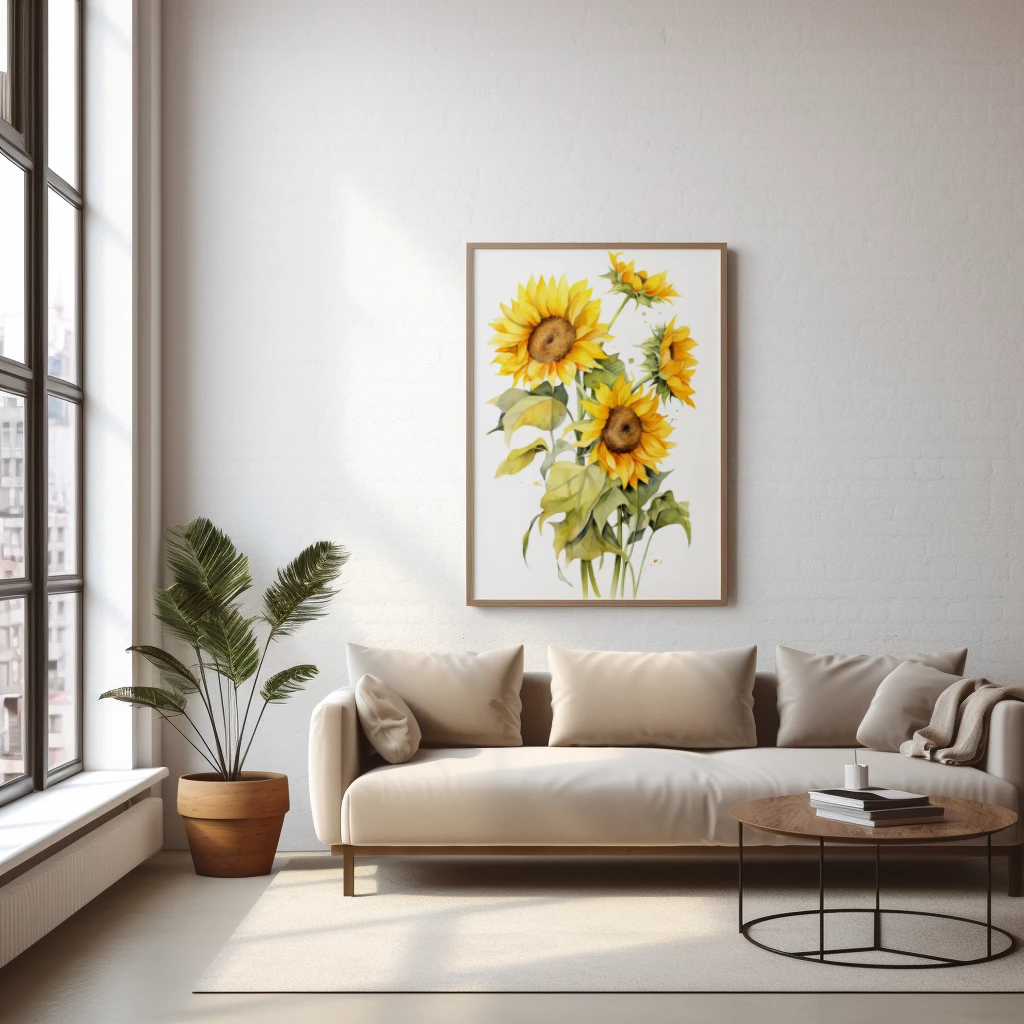 Zonnebloemen waterverf poster