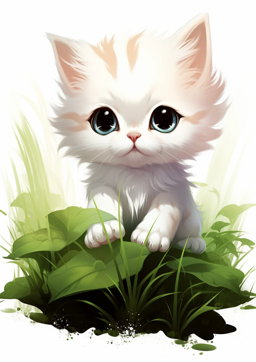 Speelse kitten in het gras poster