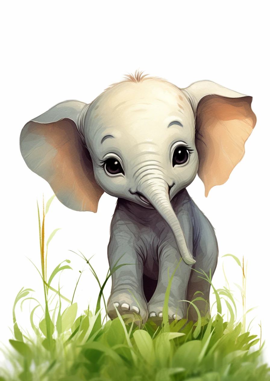 Snoezige baby olifant in het gras poster