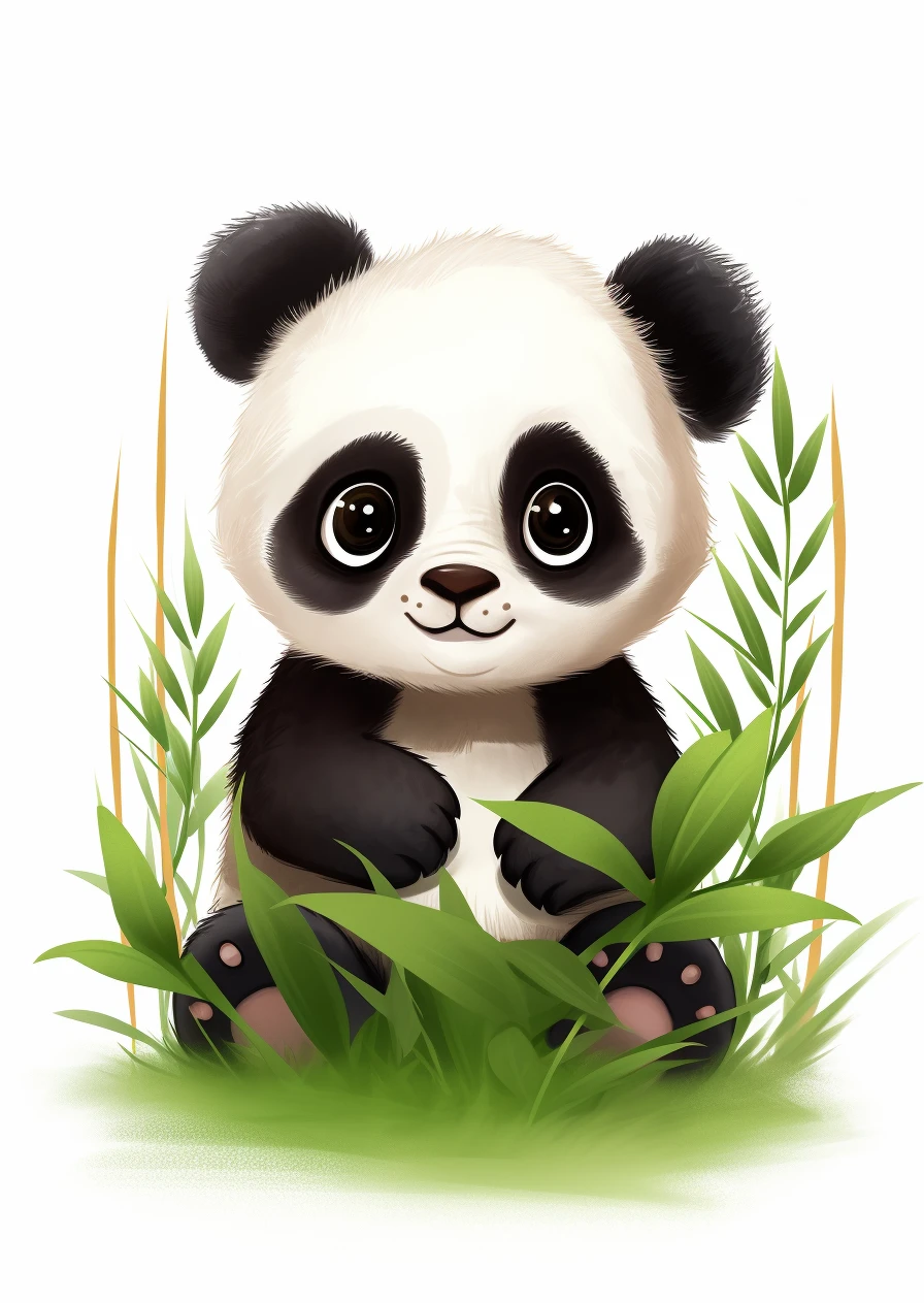 Knuffelbare panda in het gras poster