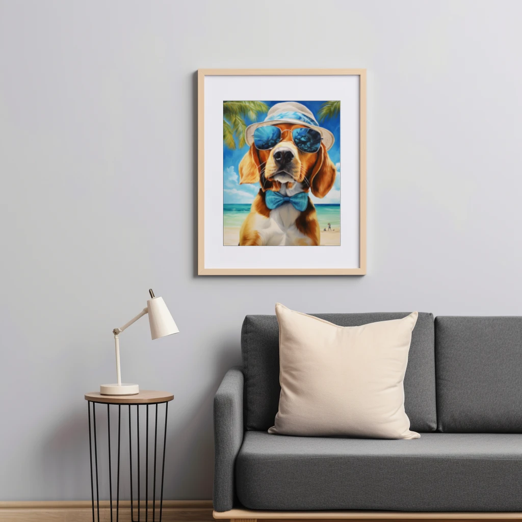 Beagle op vakantie op een tropisch eiland poster 