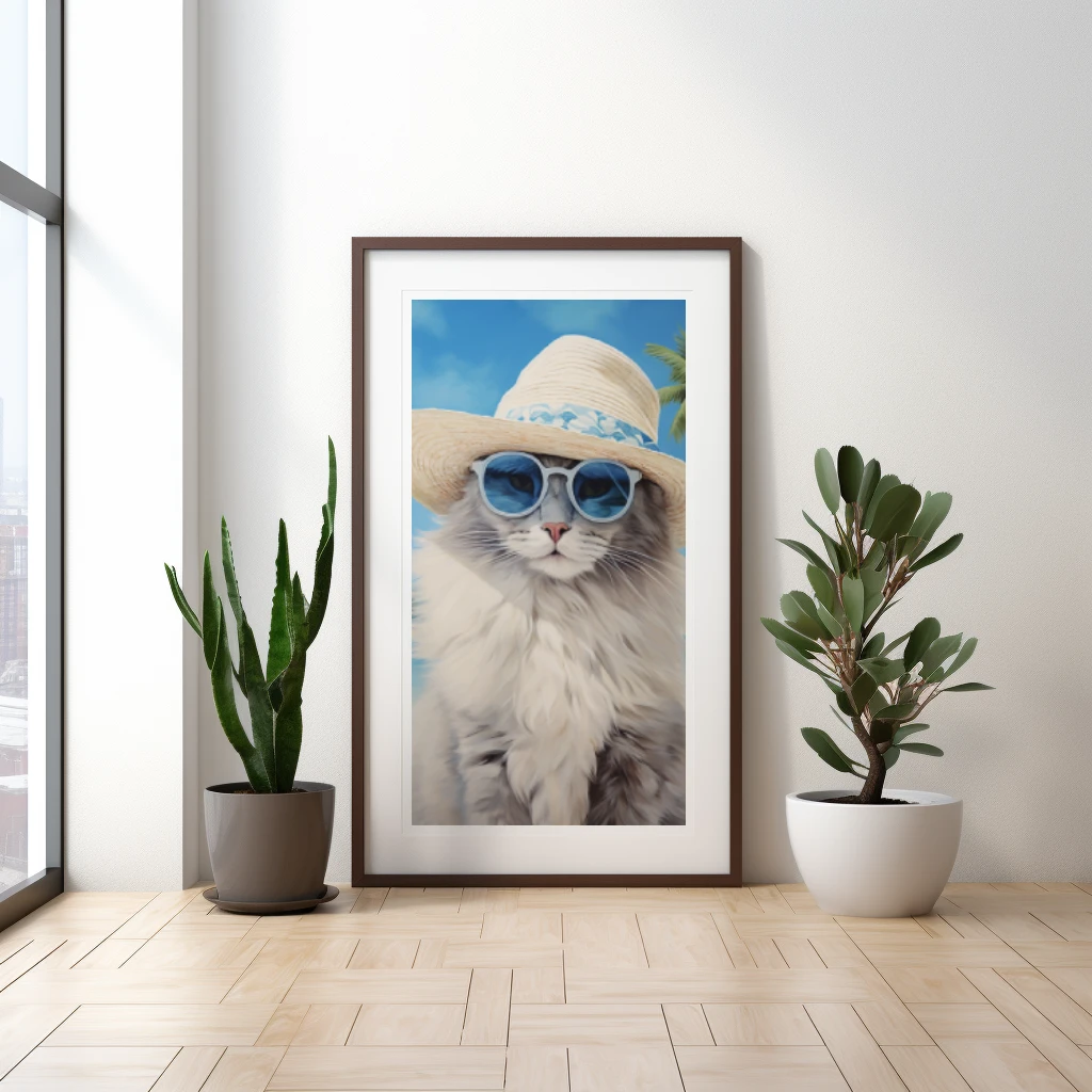 Ragdoll kat op vakantie op een tropisch eiland poster