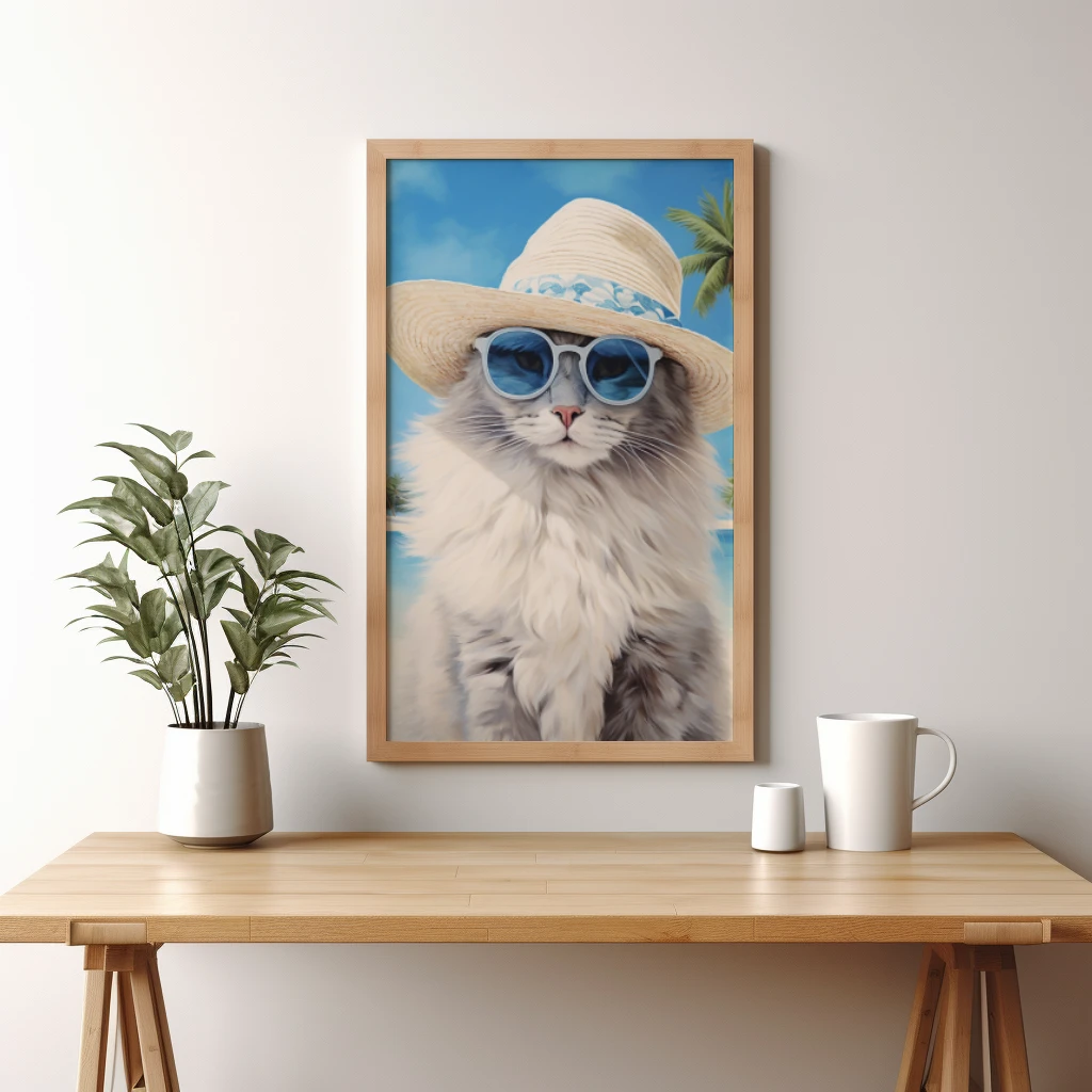 Ragdoll kat op vakantie op een tropisch eiland poster