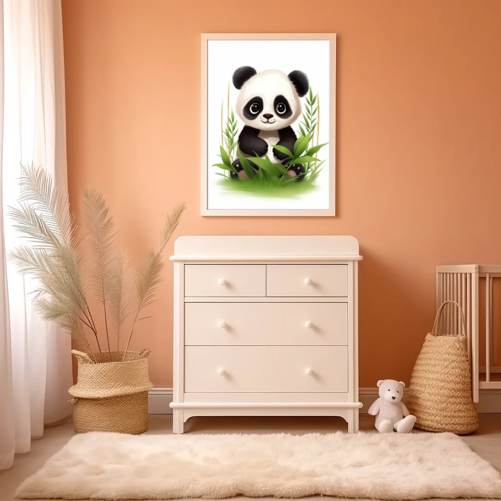 Knuffelbare panda in het gras poster