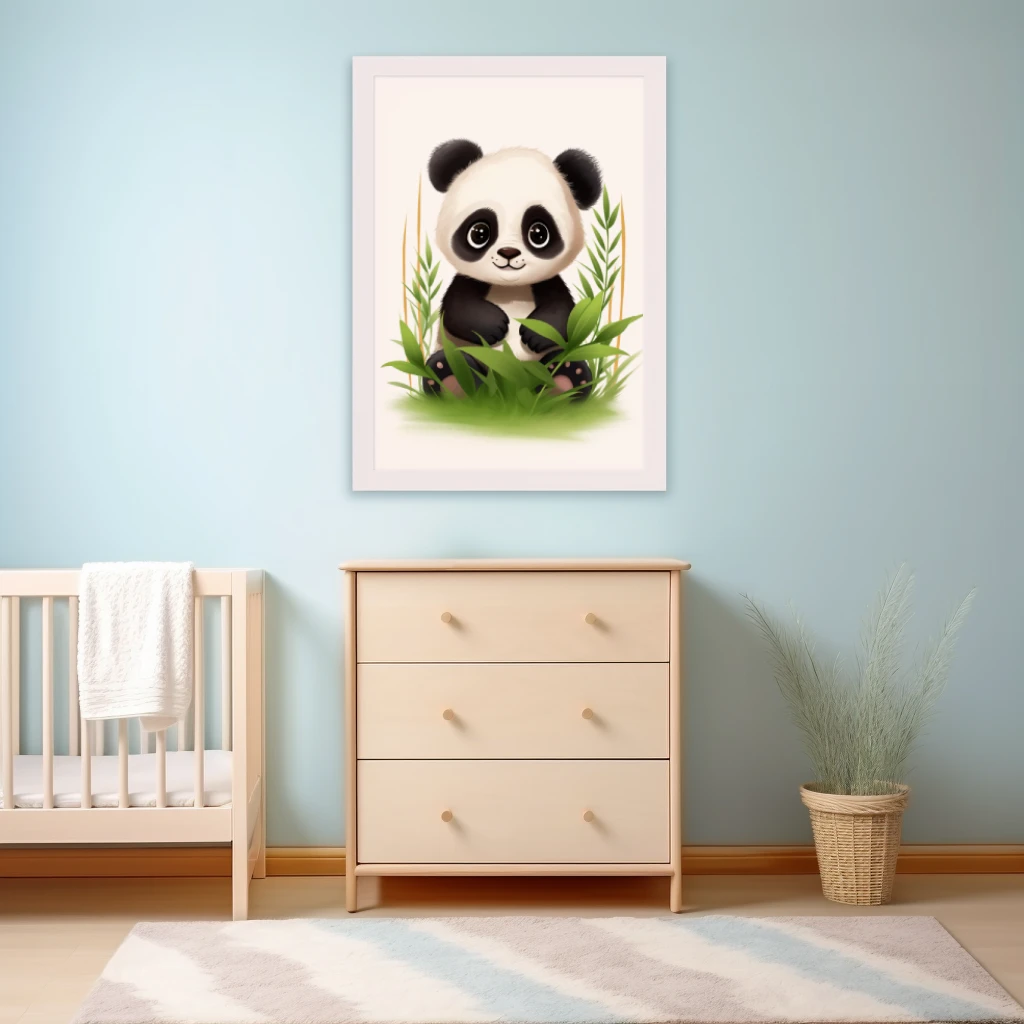 Knuffelbare panda in het gras poster