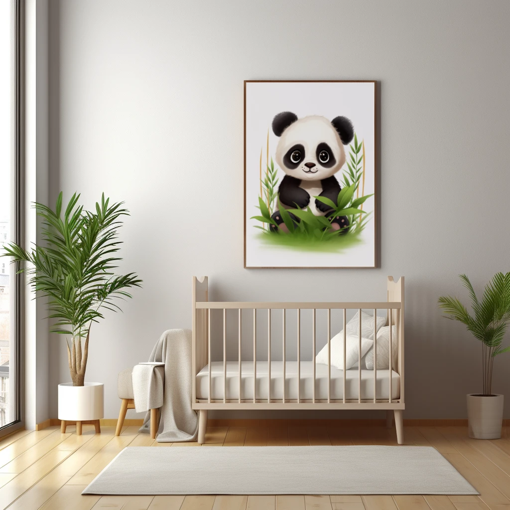 Knuffelbare panda in het gras poster