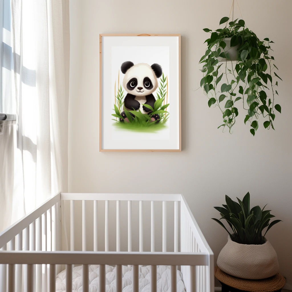 Knuffelbare panda in het gras poster