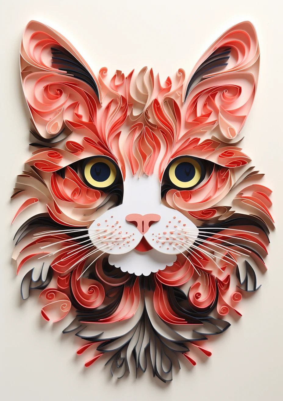 3D kat gemaakt van papier poster