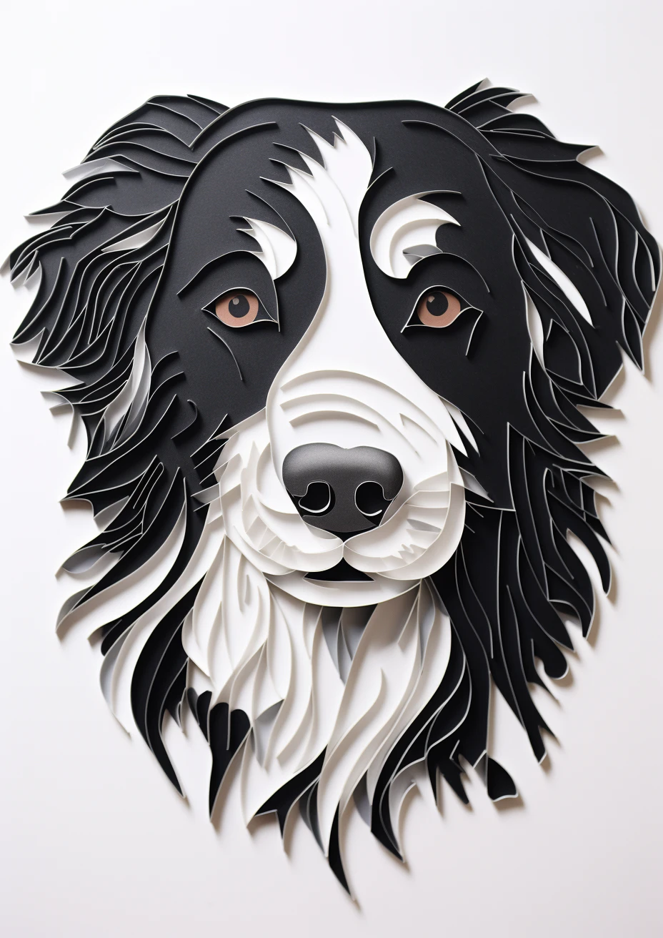 3D hond gemaakt van papier poster