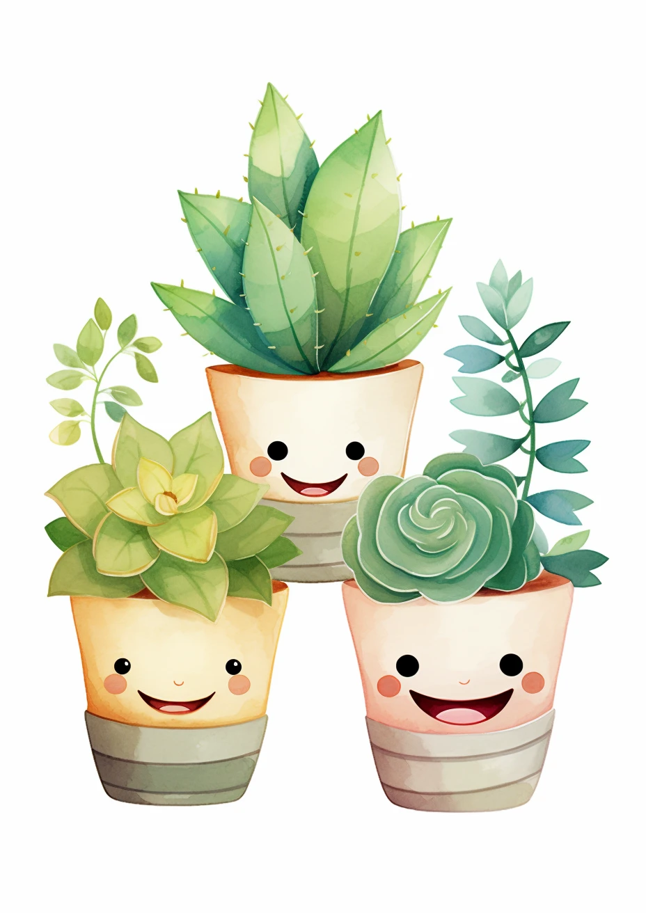 Drie lachende planten poster