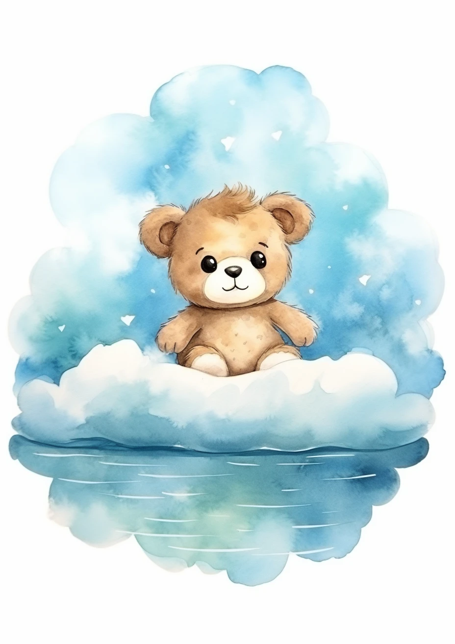 Lieve teddybeer op een wolk poster